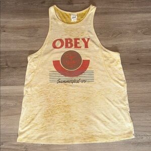 Obey Vintage Yellow Tank with Red Graphic-Brand New